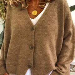 Women's Button-Front Cardigan | Relaxed Versatile Fit for Cold Weather Layering, Everyday Wear & Smart Casual Wear in Khaki