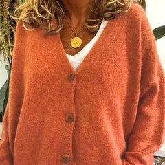 Women's Button-Front Cardigan | Relaxed Versatile Fit for Cold Weather Layering, Everyday Wear & Smart Casual Wear in Tangerine Orange