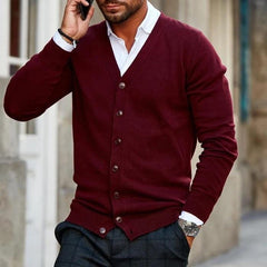 Men's Structured Jacket | Long-Sleeve Front-Panel Fit for Autumn & Winter Wear, Cold Weather Layering & Everyday Wear in Dark red
