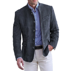 Men's Front-Panel Jacket | Long-Sleeve Structured Fit for Autumn & Winter Wear, Cold Weather Layering & Everyday Wear in Navy blue