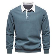 Men's Refined Classic-Collar Polo Shirt | Long-Sleeve Tailored Fit for Office Wear, Smart Casual Wear & Everyday Wear in Green