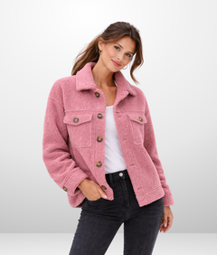 Women's Hip-Length Jacket | Spacious-Pocket Relaxed Fit for Autumn & Winter Wear, Cold Weather Layering & Everyday Wear in Pink