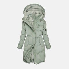 Women's Quilted Hooded Coat | Insulated Polyester Regular Fit for Winter, Travel & Everyday Outdoor Wear in Green
