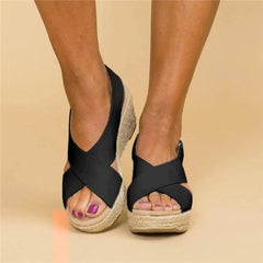 Women's Orthopaedic Sandals | Lightweight Cushioned Adjustable-Fit Wedge-Sole Comfort Fit for Summer Wear & Holiday Wear in Schwarz