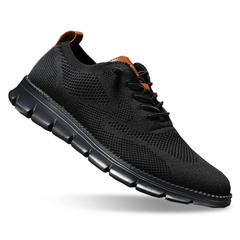 Men's Orthopaedic Walking Shoes | Wide Toe-Box Featherlight Breathable Comfort Fit for Everyday Wear & Smart Casual Wear in Double Black