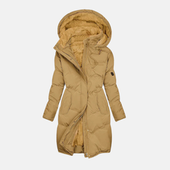 Women's Quilted Hooded Coat | Insulated Polyester Regular Fit for Winter, Travel & Everyday Outdoor Wear in Yellow