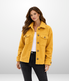 Women's Hip-Length Jacket | Spacious-Pocket Relaxed Fit for Autumn & Winter Wear, Cold Weather Layering & Everyday Wear in Yellow