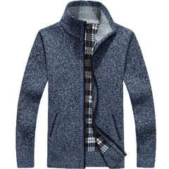 Men's Knit Jacket | Soft Regular Fit for Autumn, Winter & Everyday Casual Wear in Navy blue