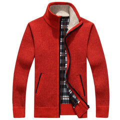 Men's Knit Jacket | Soft Regular Fit for Autumn, Winter & Everyday Casual Wear in Red