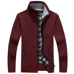 Men's Knit Jacket | Soft Regular Fit for Autumn, Winter & Everyday Casual Wear in Maroon