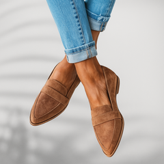 Women's Sleek Toe Loafers | Cushioned Supportive Comfort Fit for Office Wear, Smart Casual Wear & Everyday Wear in Khaki