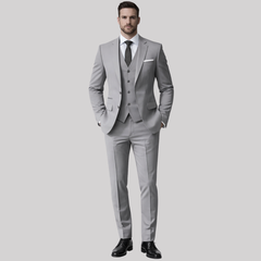 Elegant Men's Suit | Tailored Three-Piece Wedding Suit with Shawl Lapel | Perfect for Summer Weddings in Dark Grey