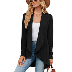 Women's Open-Front Long Cardigan | Relaxed Versatile Fit for Cold Weather Layering, Everyday Wear & Smart Casual Wear in Apricot