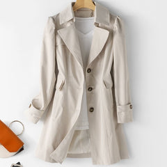 Women's Relaxed Jacket | Long-Sleeve Front-Panel Structured Fit for Autumn & Winter Wear & Cold Weather Layering in Beige