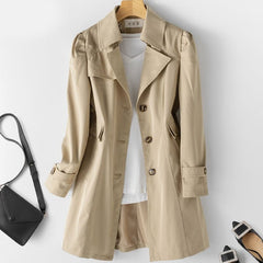 Women's Relaxed Jacket | Long-Sleeve Front-Panel Structured Fit for Autumn & Winter Wear & Cold Weather Layering in Khaki