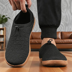 Men's Quilted Walking Shoes | Adjustable-Toggle Breathable Gentle-Hug Comfort Fit for Everyday Wear & Smart Casual Wear in Black