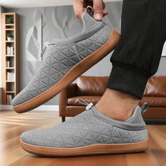 Men's Quilted Walking Shoes | Adjustable-Toggle Breathable Gentle-Hug Comfort Fit for Everyday Wear & Smart Casual Wear in Grey