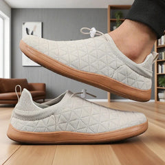 Men's Quilted Walking Shoes | Adjustable-Toggle Breathable Gentle-Hug Comfort Fit for Everyday Wear & Smart Casual Wear in White
