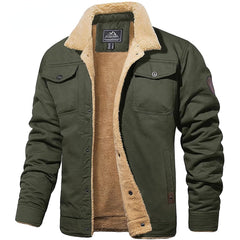 Men's Cosy Sherpa-Lined Winter Coat | Relaxed Insulated Warm Fit for Cold Weather Layering & Autumn & Winter Wear in Army Green