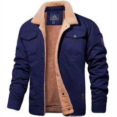 Men's Cosy Sherpa-Lined Winter Coat | Relaxed Insulated Warm Fit for Cold Weather Layering & Autumn & Winter Wear in Navy Blue