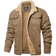 Men's Cosy Sherpa-Lined Winter Coat | Relaxed Insulated Warm Fit for Cold Weather Layering & Autumn & Winter Wear in Khaki