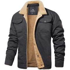 Men's Cosy Sherpa-Lined Winter Coat | Relaxed Insulated Warm Fit for Cold Weather Layering & Autumn & Winter Wear in Dark grey