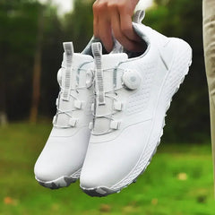 Men's Faux Leather Golf Shoes | Dial-Tightening Spikeless Traction Comfort Fit for Everyday Wear & Smart Casual Wear in Grey