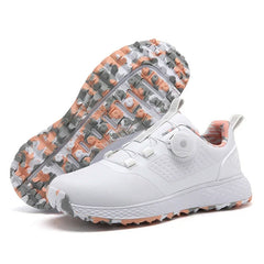 Men's Faux Leather Golf Shoes | Dial-Tightening Spikeless Traction Comfort Fit for Everyday Wear & Smart Casual Wear in Pink