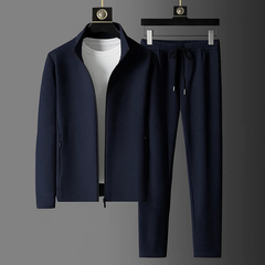 Women's Premium Flexible Tailored Tracksuit Set | Zip-Up Textured Sleek Fit for Everyday Wear & Smart Casual Wear in Royal Navy