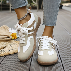 Women's Orthopaedic Trainers | Shock-Absorbing Cushioned Supportive Comfort Fit for Everyday Wear & Smart Casual Wear in Khaki & White