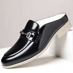 Men's Loafers | Sleek Structured Pointed-Toe Polished Metal-Bit-Detail Slip-On Fit for Formal Wear & Smart Casual Wear in Black