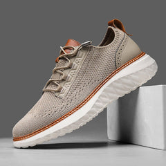 Men's Mesh Sneakers | Shock-Resistant Breathable Slip-On Elevated Comfort Fit for Everyday Wear & Smart Casual Wear in Khaki