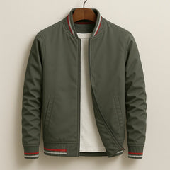 Men's Athletic Jacket | Lightweight Cotton Blend & Ribbed Trims | Tailored Fit Everyday Wear | Voxeya in Grey