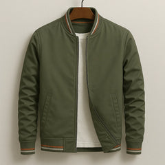 Men's Athletic Jacket | Lightweight Cotton Blend & Ribbed Trims | Tailored Fit Everyday Wear | Voxeya in Green