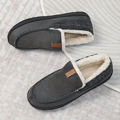Men's Black Loafers | Wool-Lined & Slip-On | Relaxed Fit | Indoor Comfort | Voxeya in Grey