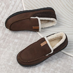 Men's Black Loafers | Wool-Lined & Slip-On | Relaxed Fit | Indoor Comfort | Voxeya in Coffee