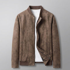 Men's Bomber Jacket | Vegan Suede & Plush Lining | Relaxed Fit & Everyday Style | Voxeya in Brown