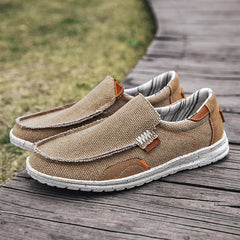 Men's Canvas Loafers | Breathable & Cushioned Comfort | Lightweight Casual Wear | Voxeya in Khaki