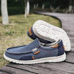 Men's Canvas Loafers | Breathable & Cushioned Comfort | Lightweight Casual Wear | Voxeya in Blue