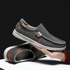 Men's Canvas Loafers | Breathable & Cushioned Comfort | Lightweight Casual Wear | Voxeya in Grey