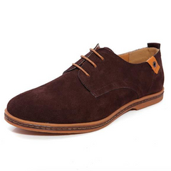 Men's Derby Shoes | Suede Texture &amp; Lace-Up | Smart Casual &amp; Business | Voxeya in Brown