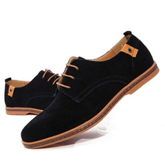 Men's Derby Shoes | Suede Texture &amp; Lace-Up | Smart Casual &amp; Business | Voxeya in Black