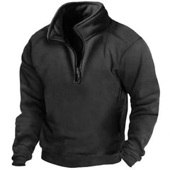 Men's Half Zip Sweater | Windproof & High Neck | Soft Fleece Fabric | Casual & Business Casual | Voxeya in Black