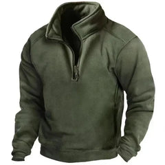 Men's Half Zip Sweater | Windproof & High Neck | Soft Fleece Fabric | Casual & Business Casual | Voxeya in Green
