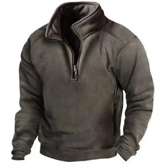 Men's Half Zip Sweater | Windproof & High Neck | Soft Fleece Fabric | Casual & Business Casual | Voxeya in Dark Gray