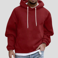 Men's Hoodie | Drawstring Hood & Kangaroo Pocket | Casual Fit | Voxeya in Dark Red