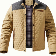Men's Insulated Jacket | Two-Tone Design & Diamond Quilted | Smart-Casual Cool Weather | Voxeya in Ginger