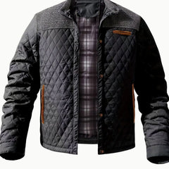 Men's Insulated Jacket | Two-Tone Design & Diamond Quilted | Smart-Casual Cool Weather | Voxeya in Black
