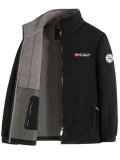 Men's Jacket | Sherpa-Lined & Button-Front | Casual Cold Weather | Voxeya in Black