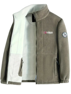 Men's Jacket | Sherpa-Lined & Button-Front | Casual Cold Weather | Voxeya in Beige